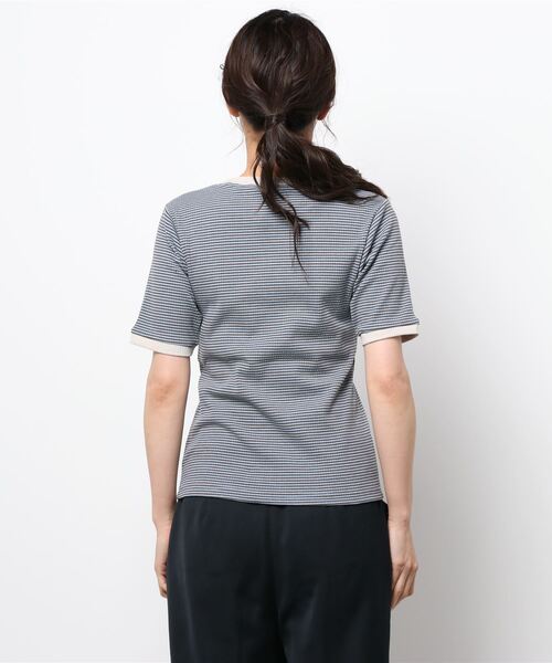 ehka sopo（エヘカソポ）の「細ボーダーTee（Tシャツ/カットソー・レディース・グリーン/ブルー/ラベンダー・ﾌﾘ-）」の4枚目の写真