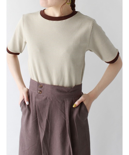 ehka sopo（エヘカソポ）の「細ボーダーTee（Tシャツ/カットソー・レディース・グリーン/ブルー/ラベンダー・ﾌﾘ-）」の2枚目の写真