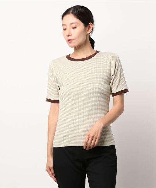 ehka sopo（エヘカソポ）の「細ボーダーTee（Tシャツ/カットソー・レディース・グリーン/ブルー/ラベンダー・ﾌﾘ-）」の6枚目の写真