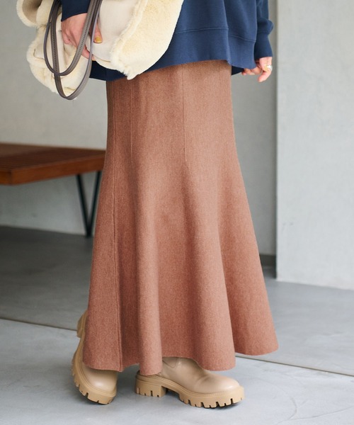 vis-`a-vis(ビサビ)の「【WEB限定】メリハリシルエットが女性らしい。ニットマーメイドスカート【セットアップ対応】(スカート・レディース・チャコールグレー/グリーン系その他/ブラウン系その他3・S/M)」の3枚目の写真