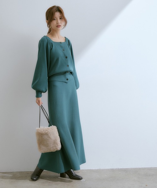 vis-`a-vis(ビサビ)の「【WEB限定】メリハリシルエットが女性らしい。ニットマーメイドスカート【セットアップ対応】(スカート・レディース・チャコールグレー/グリーン系その他/ブラウン系その他3・S/M)」の14枚目の写真