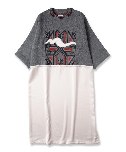 YEAH RIGHT!!(イェーライト)の「nyoroli KNIT*SATIN OP(ワンピース・レディース・グレー/マルチ/グレー系/ネイビー系/ブルーグリーン・0)」の3枚目の写真