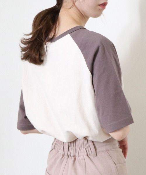 archives(アルシーヴ)の「【入荷禁止】配色ラグランT(Tシャツ/カットソー・レディース・チャコールグレー/モカ/ブルー・MEDIUM)」の2枚目の写真