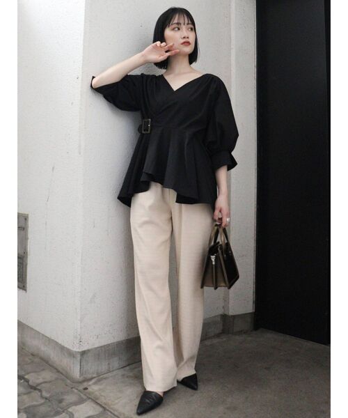 MURUA（ムルーア）の「カシュクールベルトブラウス（シャツ/ブラウス・レディース・ブラック/ブラウン/ベージュ・FREE）」の6枚目の写真