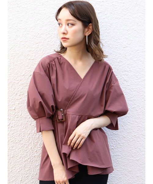 MURUA（ムルーア）の「カシュクールベルトブラウス（シャツ/ブラウス・レディース・ブラック/ブラウン/ベージュ・FREE）」の8枚目の写真