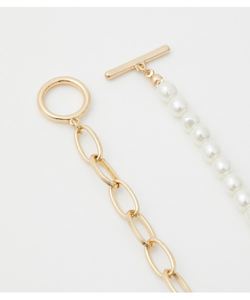 AZUL by moussy（アズールバイマウジー）の「FAUX PEARL×CHAIN NECKLACE/フェイクパール×チェーンネックレス（ネックレス・レディース・ゴールド系その他/シルバー・FREE）」の8枚目の写真