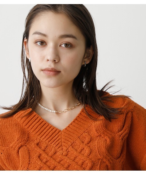 AZUL by moussy（アズールバイマウジー）の「FAUX PEARL×CHAIN NECKLACE/フェイクパール×チェーンネックレス（ネックレス・レディース・ゴールド系その他/シルバー・FREE）」の9枚目の写真