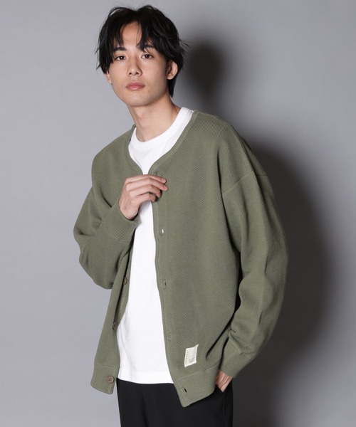 JACKROSE（ジャックローズ）の「JE-ワッフル編み・カットカーディガン（カーディガン/ボレロ・メンズ・ブラック/ライトベージュ/カーキ・M/L）」の3枚目の写真