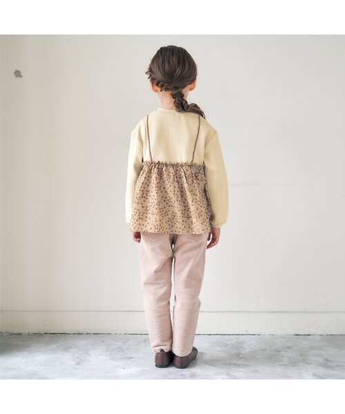 apres les cours（アプレレクール）の「お花柄ドッキングトップス（Tシャツ/カットソー・キッズ・ブルー/クリーム/キナリ・90/100/110/120/80/130/140）」の7枚目の写真