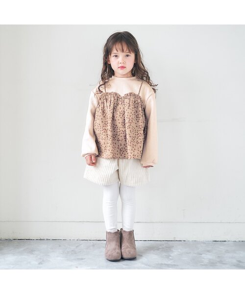 apres les cours（アプレレクール）の「お花柄ドッキングトップス（Tシャツ/カットソー・キッズ・ブルー/クリーム/キナリ・90/100/110/120/80/130/140）」の8枚目の写真