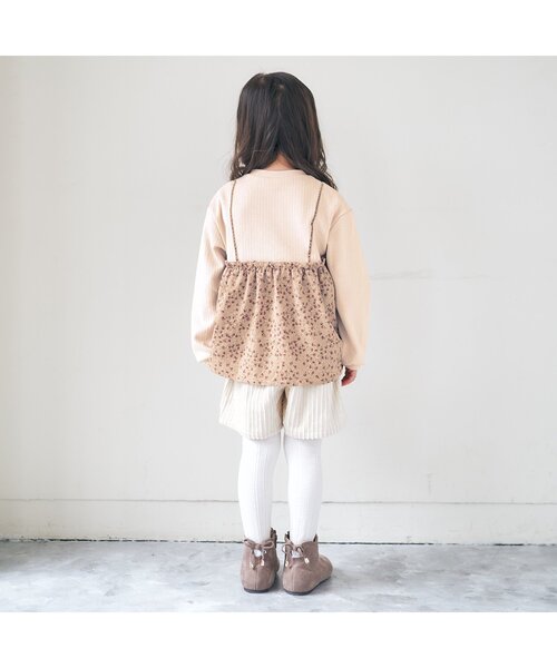 apres les cours（アプレレクール）の「お花柄ドッキングトップス（Tシャツ/カットソー・キッズ・ブルー/クリーム/キナリ・90/100/110/120/80/130/140）」の9枚目の写真