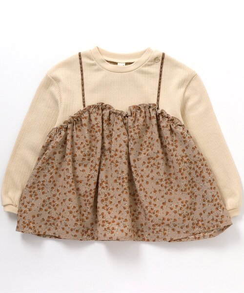 apres les cours（アプレレクール）の「お花柄ドッキングトップス（Tシャツ/カットソー・キッズ・ブルー/クリーム/キナリ・90/100/110/120/80/130/140）」の16枚目の写真