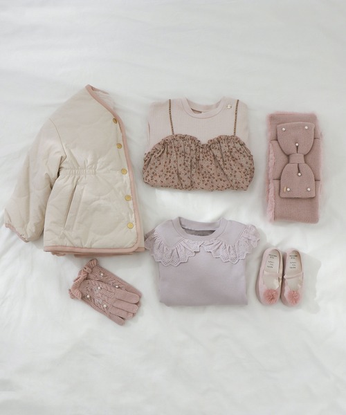 apres les cours（アプレレクール）の「お花柄ドッキングトップス（Tシャツ/カットソー・キッズ・ブルー/クリーム/キナリ・90/100/110/120/80/130/140）」の4枚目の写真