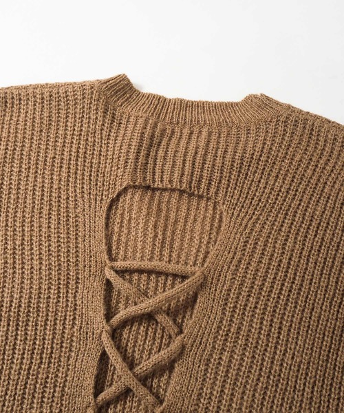 Crisp yours（クリスプユアーズ）の「【WEB限定】バックレースアップニットベスト（ベスト・レディース・ブラウン/アイボリー・FREE）」の7枚目の写真