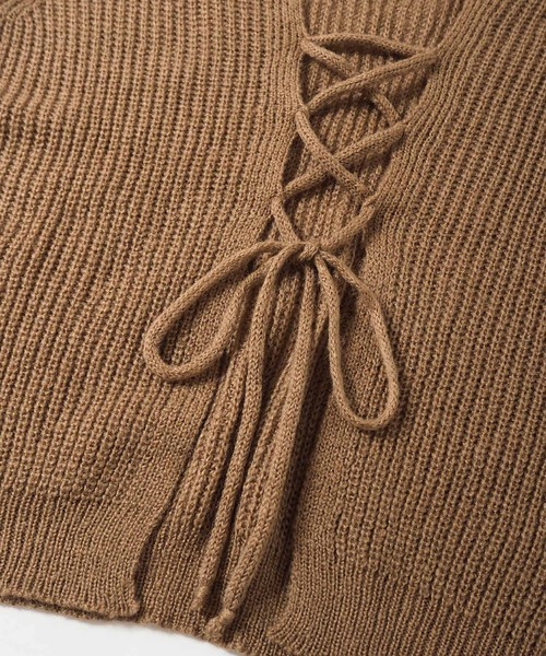 Crisp yours（クリスプユアーズ）の「【WEB限定】バックレースアップニットベスト（ベスト・レディース・ブラウン/アイボリー・FREE）」の8枚目の写真