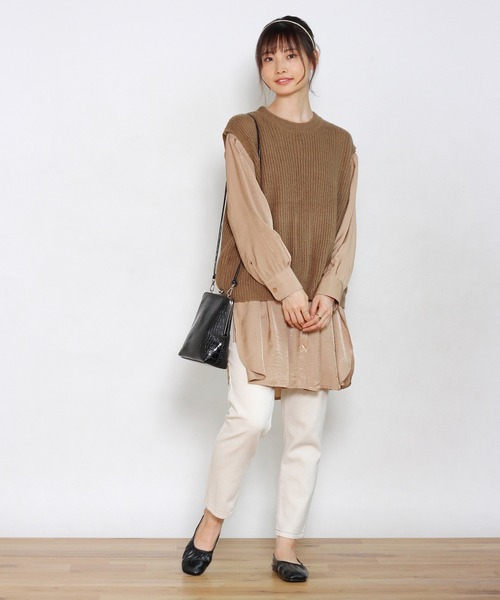 Crisp yours（クリスプユアーズ）の「【WEB限定】バックレースアップニットベスト（ベスト・レディース・ブラウン/アイボリー・FREE）」の17枚目の写真