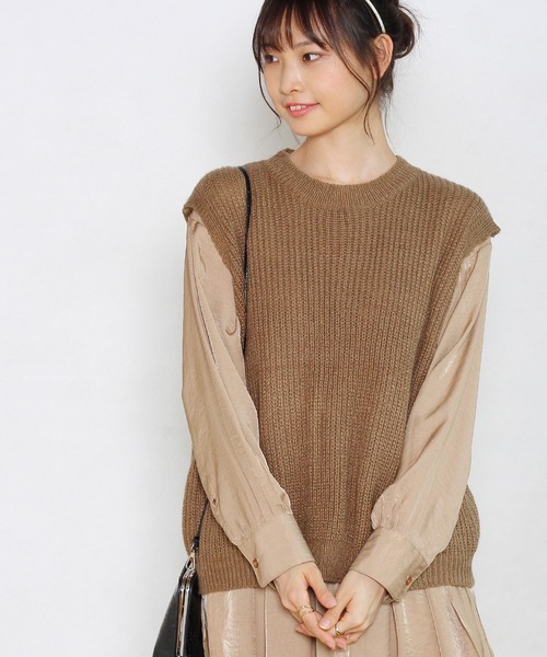 Crisp yours（クリスプユアーズ）の「【WEB限定】バックレースアップニットベスト（ベスト・レディース・ブラウン/アイボリー・FREE）」の19枚目の写真