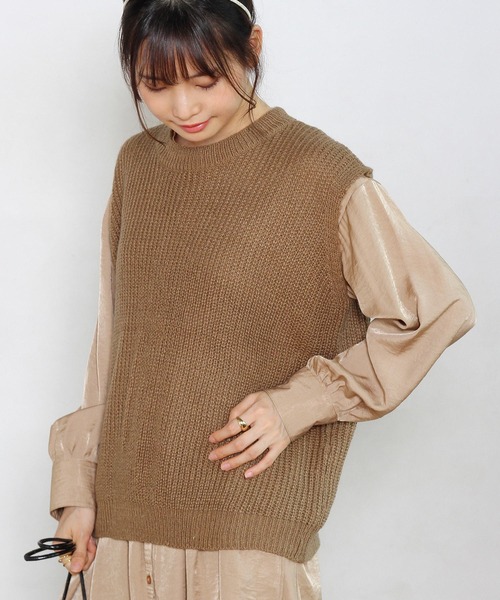 Crisp yours（クリスプユアーズ）の「【WEB限定】バックレースアップニットベスト（ベスト・レディース・ブラウン/アイボリー・FREE）」の21枚目の写真