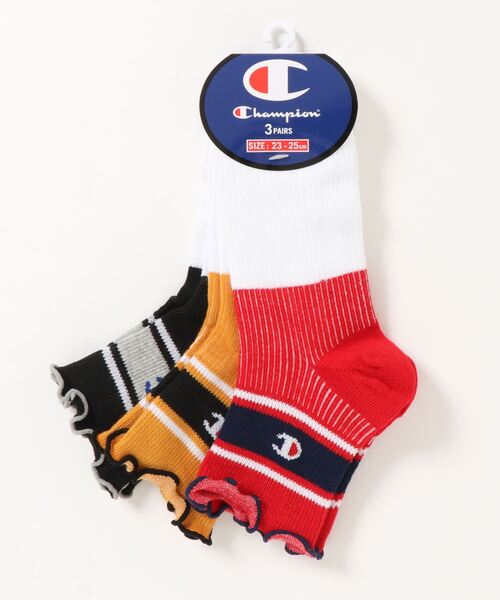 Champion（チャンピオン）の「【CHAMPION／チャンピオン】WOMENSウィメンズ　配色切替クォーターレングスラインソックス（靴下）3足組 ワンポイントブランドロゴ（ソックス/靴下・レディース・その他1/その他2・SMALL）」の2枚目の写真