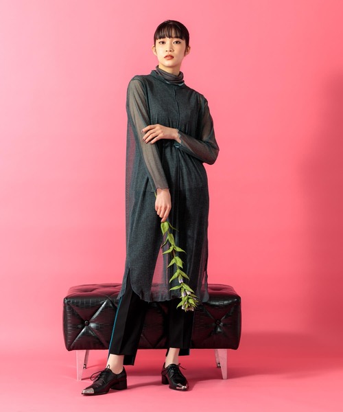 Anside(アンサイド)の「メランジパワーチュニックプルオーバー(チュニック・レディース・チャコールグレー/ブラウン・M)」の2枚目の写真
