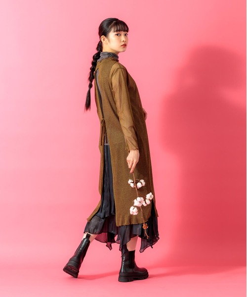 Anside(アンサイド)の「メランジパワーチュニックプルオーバー(チュニック・レディース・チャコールグレー/ブラウン・M)」の3枚目の写真