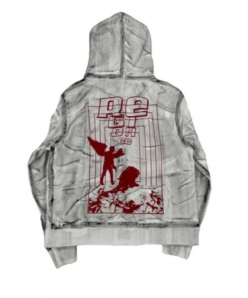 最初の Region リージョン Grunge Zipup Hoodie バックプリント ジップアップ パーカー パーカー Never Mind The Xu Chikashitsu ネバーマインド ザ エックスユー チカシツプラス のファッション 送料お直し無料 Arenatheatre Net