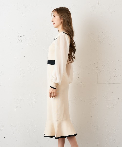 MIIA（ミーア）の「パール付マーメイドニットワンピース（ワンピース・レディース・ブラック/オフホワイト/モカ・FREE）」の10枚目の写真