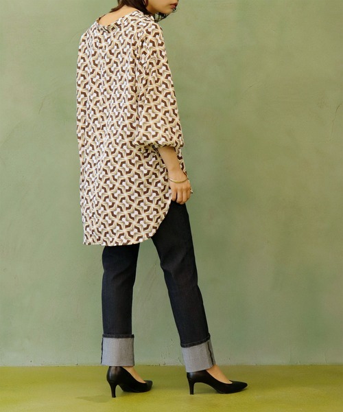 BKhome（ビーケーホーム）の「レトロプリントブラウス（シャツ/ブラウス・レディース・ベージュ/イエロー・FREE）」の10枚目の写真