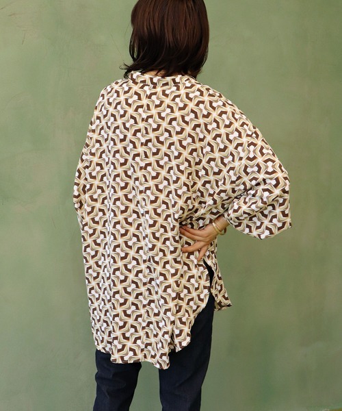 BKhome（ビーケーホーム）の「レトロプリントブラウス（シャツ/ブラウス・レディース・ベージュ/イエロー・FREE）」の8枚目の写真