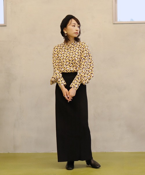 BKhome（ビーケーホーム）の「レトロプリントブラウス（シャツ/ブラウス・レディース・ベージュ/イエロー・FREE）」の6枚目の写真