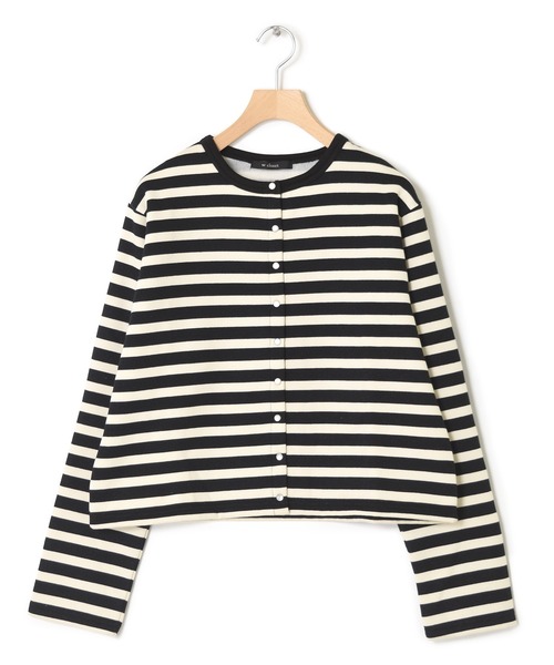 w closet（ダブルクローゼット）の「パールドットボタンスエットクルーカーディガン（カーディガン/ボレロ・レディース・ブラック/ダークグリーン/レッド/アイボリー/ブラック×ホワイト・FREE）」の6枚目の写真