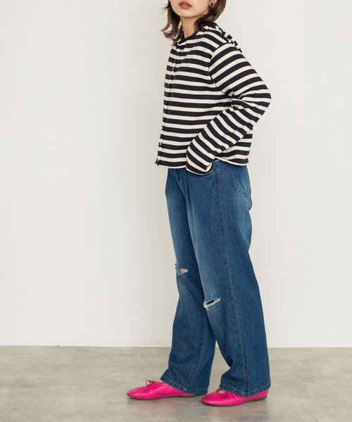 w closet（ダブルクローゼット）の「パールドットボタンスエットクルーカーディガン（カーディガン/ボレロ・レディース・ブラック/ダークグリーン/レッド/アイボリー/ブラック×ホワイト・FREE）」の13枚目の写真