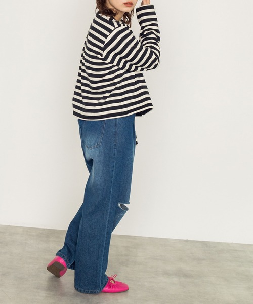 w closet（ダブルクローゼット）の「パールドットボタンスエットクルーカーディガン（カーディガン/ボレロ・レディース・ブラック/ダークグリーン/レッド/アイボリー/ブラック×ホワイト・FREE）」の9枚目の写真