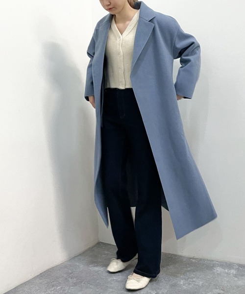 archives（アルシーヴ）の「ウォッシャブルニードルロングチェスター（その他アウター・レディース・ブラック/モカ/グレイッシュベージュ/グリーン/ブルー・MEDIUM）」の5枚目の写真