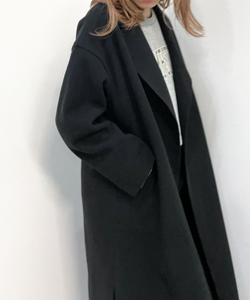 archives（アルシーヴ）の「ウォッシャブルニードルロングチェスター（その他アウター・レディース・ブラック/モカ/グレイッシュベージュ/グリーン/ブルー・MEDIUM）」の3枚目の写真