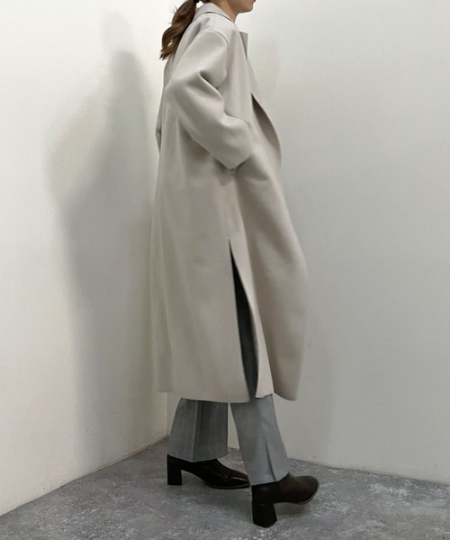 archives（アルシーヴ）の「ウォッシャブルニードルロングチェスター（その他アウター・レディース・ブラック/モカ/グレイッシュベージュ/グリーン/ブルー・MEDIUM）」の15枚目の写真