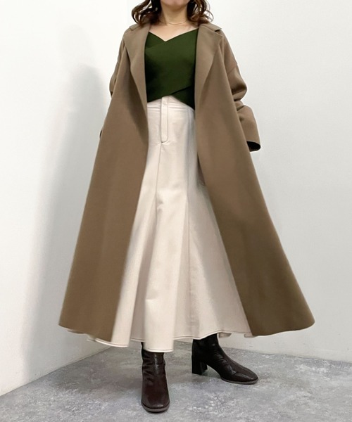 archives（アルシーヴ）の「ウォッシャブルニードルロングチェスター（その他アウター・レディース・ブラック/モカ/グレイッシュベージュ/グリーン/ブルー・MEDIUM）」の17枚目の写真