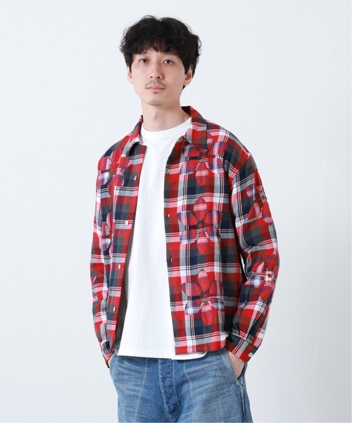 niche.（ニッチ）の「【niche./ニッチ】Fiower Cut Work Nel Shirts（シャツ/ブラウス・メンズ・レッド/ブルー・LARGE/X-LARGE）」の2枚目の写真