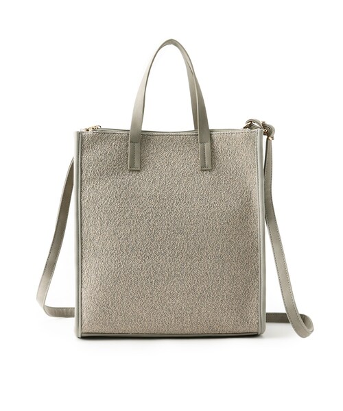 SHOO・LA・RUE（シューラルー）の「◆ミックスツィード2WAYトート（トートバッグ・レディース・チャコールグレー/ダークブラウン/サンドベージュ・00）」の3枚目の写真