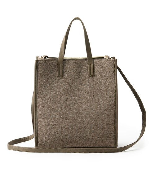 SHOO・LA・RUE（シューラルー）の「◆ミックスツィード2WAYトート（トートバッグ・レディース・チャコールグレー/ダークブラウン/サンドベージュ・00）」の6枚目の写真