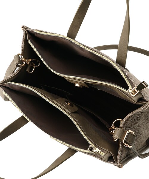 SHOO・LA・RUE（シューラルー）の「◆ミックスツィード2WAYトート（トートバッグ・レディース・チャコールグレー/ダークブラウン/サンドベージュ・00）」の9枚目の写真