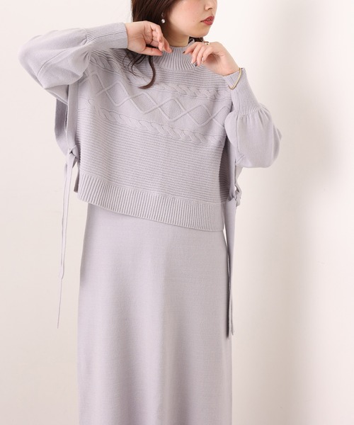natural couture(ナチュラルクチュール)の「【WEB限定カラー有り】ケーブルベスト×ニットワンピースセット(ワンピース・レディース・チャコールグレー/オフホワイト/ピンク/モカ/ラベンダー・FREE)」の5枚目の写真