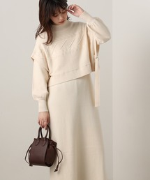 【WEB限定カラー有り】ケーブルベスト×ニットワンピースセット