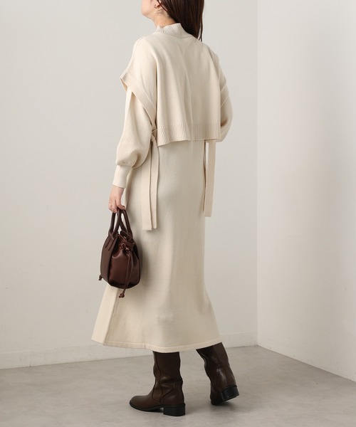 セール】【WEB限定カラー有り】ケーブルベスト×ニットワンピースセット