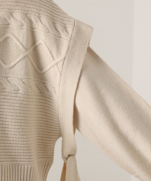 natural couture(ナチュラルクチュール)の「【WEB限定カラー有り】ケーブルベスト×ニットワンピースセット(ワンピース・レディース・チャコールグレー/オフホワイト/ピンク/モカ/ラベンダー・FREE)」の14枚目の写真