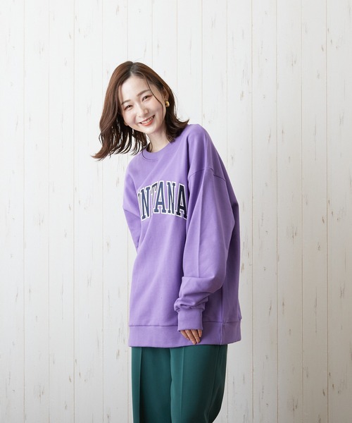 VIBGYOR（ヴィブジョー）の「【CHICHI】MONTARA LOGO / アーチロゴ 配色刺繍 クルーネック スウェット（スウェット・レディース・ブラック/パープル/ブルー/グリーン/グレー系その他・FREE）」の15枚目の写真