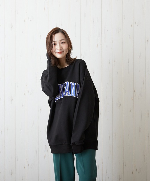 VIBGYOR（ヴィブジョー）の「【CHICHI】MONTARA LOGO / アーチロゴ 配色刺繍 クルーネック スウェット（スウェット・レディース・ブラック/パープル/ブルー/グリーン/グレー系その他・FREE）」の11枚目の写真