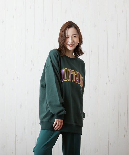 VIBGYOR（ヴィブジョー）の「【CHICHI】MONTARA LOGO / アーチロゴ 配色刺繍 クルーネック スウェット（スウェット・レディース・ブラック/パープル/ブルー/グリーン/グレー系その他・FREE）」の14枚目の写真