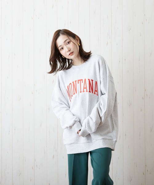 VIBGYOR（ヴィブジョー）の「【CHICHI】MONTARA LOGO / アーチロゴ 配色刺繍 クルーネック スウェット（スウェット・レディース・ブラック/パープル/ブルー/グリーン/グレー系その他・FREE）」の10枚目の写真