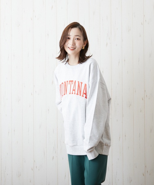 VIBGYOR（ヴィブジョー）の「【CHICHI】MONTARA LOGO / アーチロゴ 配色刺繍 クルーネック スウェット（スウェット・レディース・ブラック/パープル/ブルー/グリーン/グレー系その他・FREE）」の8枚目の写真